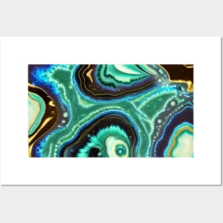 Geode Like Marble Design - Seafoam Black Gold Posters and Art